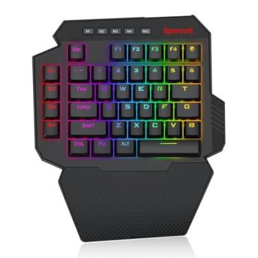 Imagem de Redragon Teclado mecânico para jogos K758 com uma mão com fio, 39 teclas tipo C, teclado profissional para jogos com soquete de troca a quente atualizado, 4 teclas macro integradas e descanso de pulso