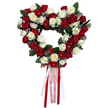Imagem de Guirlanda de dia dos namorados para porta da frente, grinaldas florais artificiais para decoração romântica de férias em ambientes internos e externos (VFlower5)