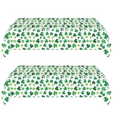 Imagem de OUSHIZF 2 peças de toalha de mesa descartável do trevo do dia de São Patrício 277 x 137 cm, toalha de mesa irlandesa para artigos de festa do dia de São Patrício