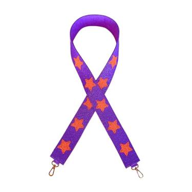 Imagem de Lashicorn Purple with Orange Stars Beaded Purse Strap 49” with Gold Clasps Clemson Clear Bag Replacement for Stadium Approved Tigers Football Baseball