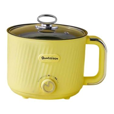 Imagem de ＫＬＫＣＭＳ Panela elétrica para fondue, com 2 configurações de temperatura ajustáveis, ideal para shabu-shabu, macarrão instantâneo, arroz, aveia, sopa e fondue, Amarelo Single