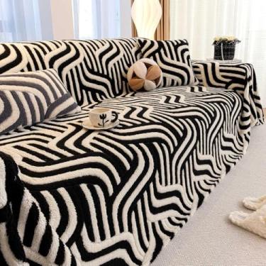 Imagem de Capa de sofá elástica, capa de sofá lavável, resistente a arranhões, resistente a arranhões e fácil instalação – ideal para uso doméstico com gatos, cães e crianças - preto |||180 x 230 cm