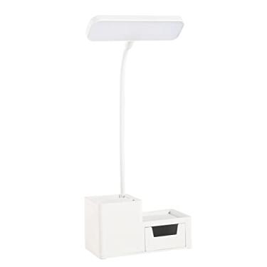 Imagem de Lâmpada de Mesa LED para Proteção Ocular com Controle Pescoço Ganso Flexível Porta Canetas Suporte Smartphone Brilho Ajustável e Cores Luz Lar Escritório Quarto Sala Estudo Leitura