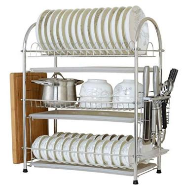 Imagem de U5GAAALPPQ9 Prateleira de cozinha, escorredor de louça, cozinha, escorredor de pratos de 3 níveis, design moderno de grande capacidade, feito de