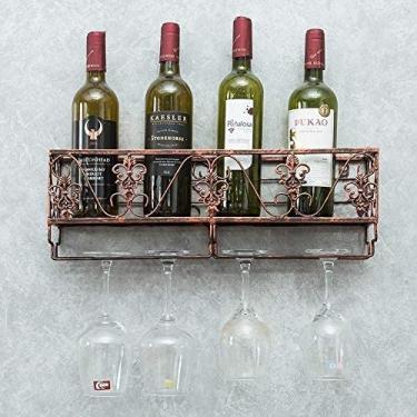Imagem de HHHJQFAAT Rack de vinho para pendurar em ferro, suporte para copos de vinho, rack alto, rack de vinho, parede de cabeça para baixo, suporte de vinho para pendurar na parede/preto/25 x 17 cm (marrom 50