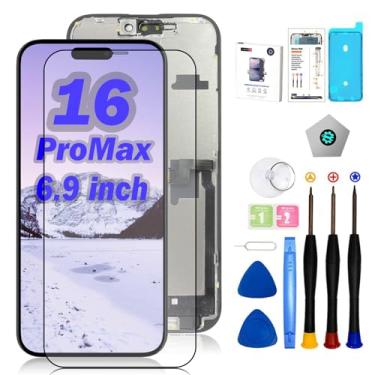 Imagem de EFAITHFIX Tela de substituição para iPhone 16 Pro Max 6,9 polegadas LCD COF 3D Touch Display Full HD Montagem de moldura digitalizador (A3084, A3295, A3296, A3297) com ferramentas de reparo, protetor
