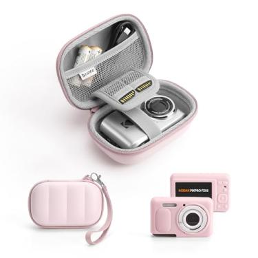 Imagem de Capa para câmera digital com capa de silicone macio adequada para Kodak FZ55, conjunto de capa pequena para câmera digital com armazenamento de cartão SD para viagens (rosa)