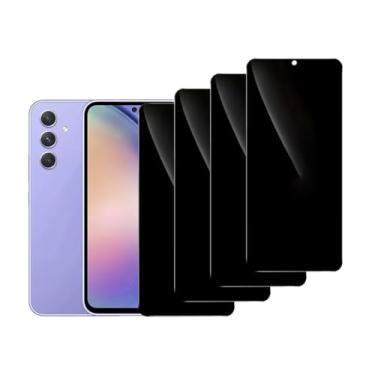 Imagem de Pacote com 4 protetores de tela de privacidade para Samsung Galaxy A54 5G, película de vidro temperado anti-espião, cobertura total, antiarranhões, sem bolhas, fácil instalação