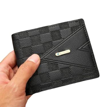 Imagem de Carteira masculina fina 2026, porta-cartões de luxo horizontal e clipe de dinheiro para uso comercial e diário, Preto, Tendência