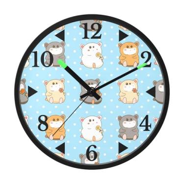 Imagem de STAYTOP Relógio de parede de LED de gato fofo para quarto com brilho noturno, relógios de parede silenciosos de 30 cm para decoração de sala de estar, controle de som, relógio de parede moderno que