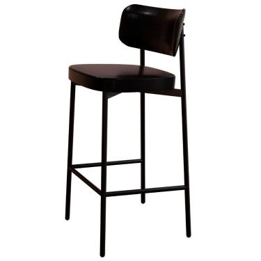 Imagem de Banqueta Alta Bar Estofada Ella M25 Sintético Preto - Mpozenato
