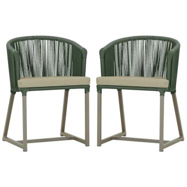 Imagem de 2 Cadeiras De Jantar Noronha Fendi Corda Náutica E7 Trama Verde