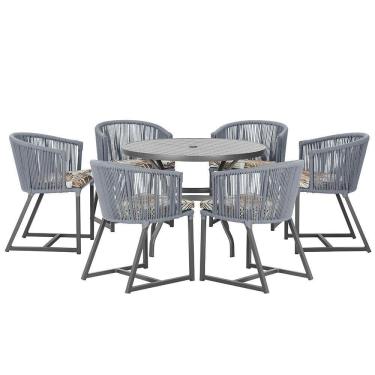 Imagem de Mesa E 6 Cadeiras E Noronha Preto E6 Trama  Prata