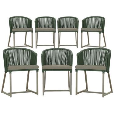 Imagem de 7 Cadeiras De Jantar área Noronha Fendi E8 Trama  Verde