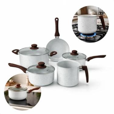 Imagem de Jogo de Panelas Cerâmica Antiaderente 5 Peças com Indução - Jhamba, Br