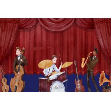 Imagem de Painel de Tecido Sublimado Música Vintage Jazz Banda - Fabrika de Fest