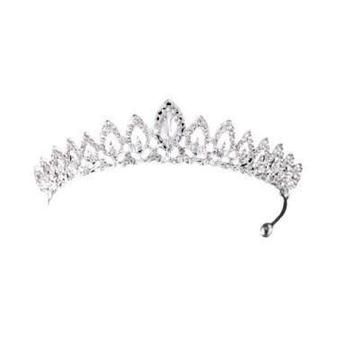 Imagem de Tiara De Noiva De Cristal Prateado Com Strass, Coroa De Princesa Para 