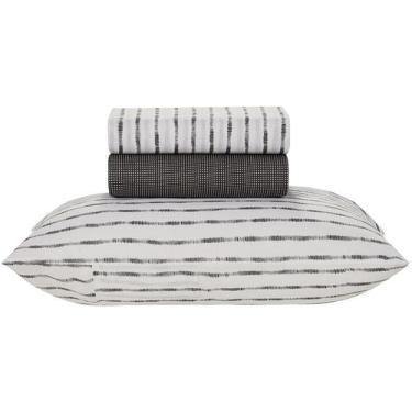 Imagem de Jogo de Cama Solteiro 100% Algodão Karsten 160 Fios Mendi Branco e Pre