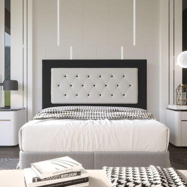 Imagem de Cabeceira Casal 1,60m Havana Suede Preto Dal Poz Estofados