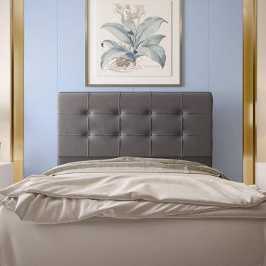 Imagem de Cabeceira Casal 1,40m Atenas Suede Cinza Dal Poz Estofados