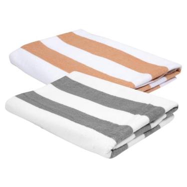 Imagem de Kit 2 Toalhas Banhão Piscina Teka Ibiza 86 X 160 cm, Bege-Cinza