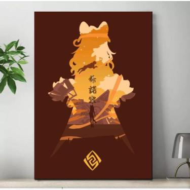 Imagem de Quadro Genshin Impact Personagens Placa Decorativa Game Anime MDF 20x2