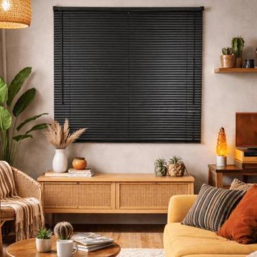 Imagem de Persiana Horizontal PVC 25mm BLOCK 120larg x 160alt - Top Flex, Preta