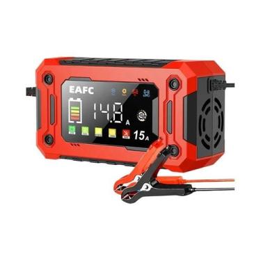 Imagem de Carregador De Bateria 12V 8A 15A Com Tela LCD Grande Para Carros, Moto