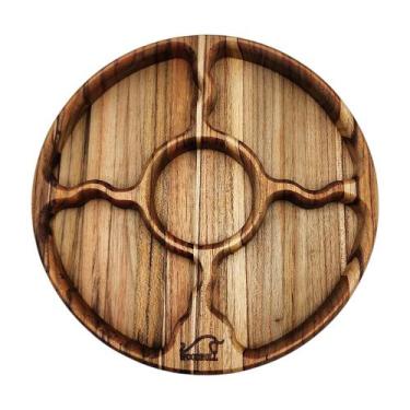 Imagem de Petisqueira Redonda Madeira Nobre 5 Divisórias Frios Churras - WOODBUL