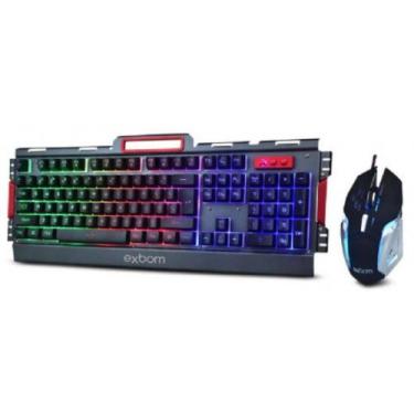Imagem de Kit Teclado E Mouse Gamer Usb Semi Mecânico Led Preto Bk-G3000 Exbom