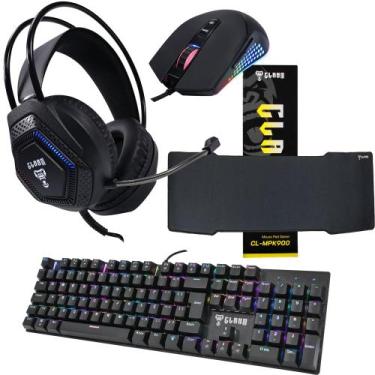 Imagem de Kit Gamer Com Teclado Mouse Headset Mouse Pad SET012 - CLANM