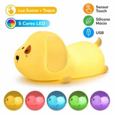 Imagem de Luminária LED Cachorro Silicone Toque Colorida USB - Petrin