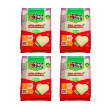 Imagem de 4 Areia Great Pets Biodegradável Grossa Para Gatos - 2 Kg