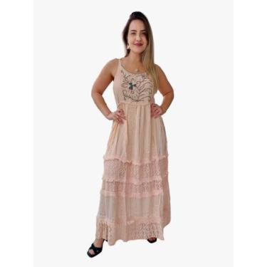 Imagem de Vestido Longo Indiano Lurex Linha Luxo Boho Chic c/ Forro-cod.15 - Ale