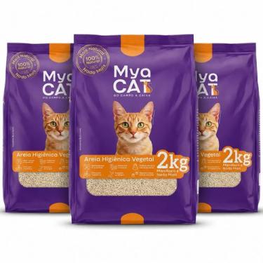 Imagem de Kit 3 Areia Gato 6Kg Higienica MyaCat Mandioca Antiodor