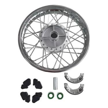 Imagem de Kit Roda Traseira Biz 125 Biz 100 Aro Raios Cubo Montado Prateado - MA