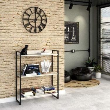 Imagem de Estante para Livro Industrial 3 Prateleiras 104CMX80CM Branco/Snow - C