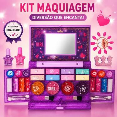 Imagem de Kit Estojo de Maquiagem com Espelho - UNITOYS