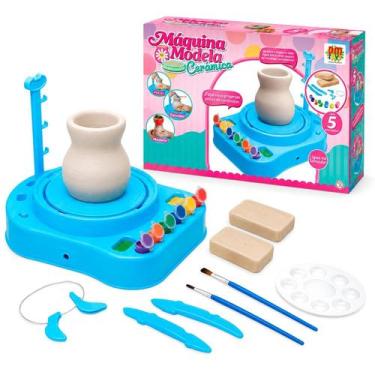 Imagem de Kit De Artesanato Brinquedo Para Modelar Argila Fazer Vasos Para Pinta