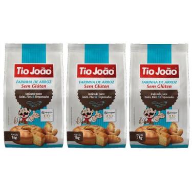 Imagem de Farinha de Arroz Sem Glúten Zero lactose 1kg Tio João 3 Uni