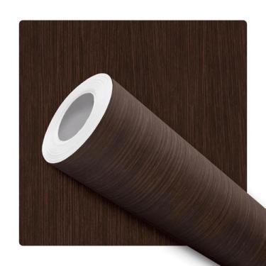 Imagem de Papel De Parede Adesivo Lavável Sala Efeito Madeira Escura Liso Tabaco