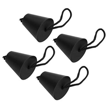 Imagem de Kit de bujão de embornal, tampa de orifícios de drenagem de silicone com cordão flexível 4 peças universal para canoas para caiaques Preto