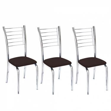 Imagem de Kit 3 Cadeiras Iara Cromada Para Cozinha Marrom