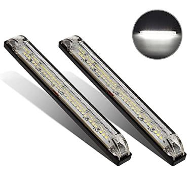 Imagem de Partsam Par de lâmpadas de LED de 20,32 cm com fio de rabicho branco com 18 LED para iluminação interior e exterior, selado, 20,32 cm, luzes LED náuticas UTV luz interna de substituição para Ranger