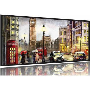 Imagem de Quadro Pintura Antiga 120x60 130x60 Moldura Preta 2x2