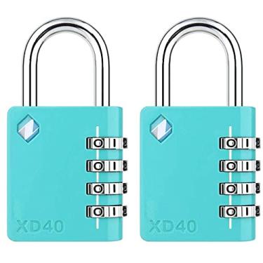 Imagem de Zarker XD40 Cadeado de combinação, cadeado de 4 dígitos para academia, academia, esportes, cerca, caixa de ferramentas, estojo, armazenamento de ferrolho (pacote com 2, esmeralda)