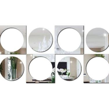 Imagem de Kit De Espelho Decorativo Acrílico Circulo E Quadrado