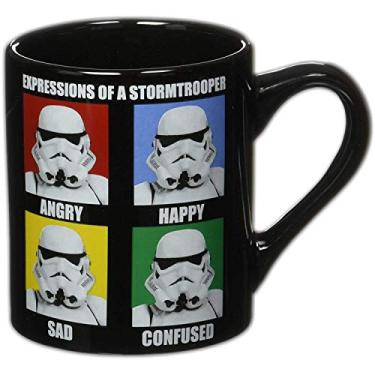 Imagem de Silver Buffalo Caneca de café de cerâmica Star Wars Expressions of a Stormtrooper para cappuccino, latte ou chá quente, 400 ml, preta