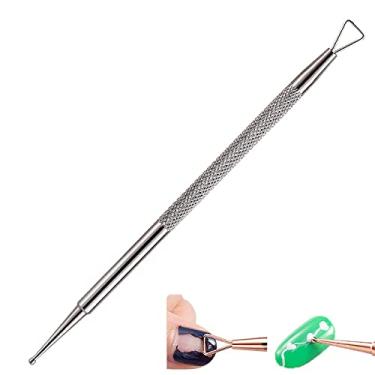 Imagem de Yajun Ferramenta para Puxar unhas removedor de verniz de gel UV em aço inoxidável, limpador de empurrar, remover peças corta-unhas e cutículas, kit de manicure, prata, 12,4 cm