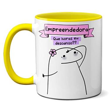 Imagem de Caneca Empreendedora Que Horas Eu Descanso? Presente Fofo (Amarela)